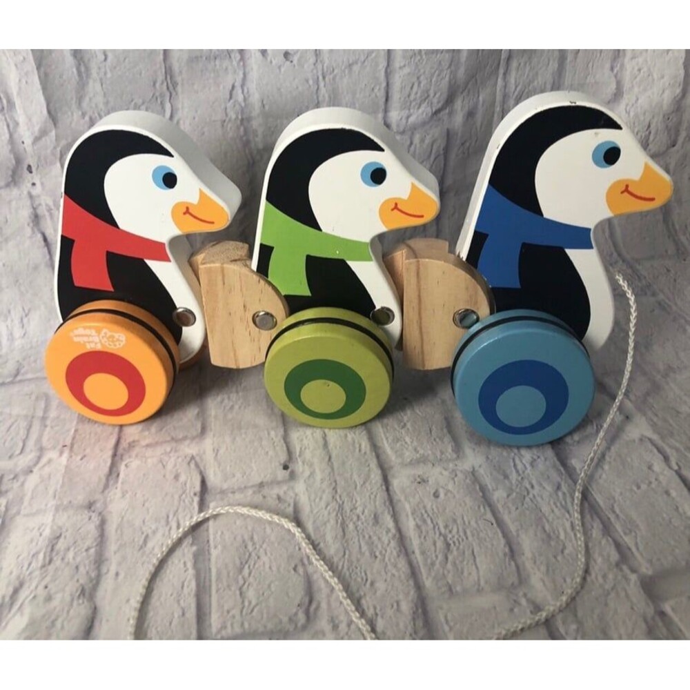 Fat Brain Toys Pull Along Penguins wooden toy